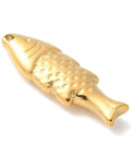 BeadsBalzar Beads & Crafts 304 Stainless Steel Pendant, Ion Plated Fish Charm, Real 14K Gold Plated, 23.5x7.5x3.5mm