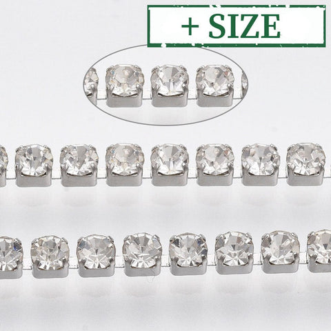 BeadsBalzar Beads & Crafts 304 Stainless Steel Rhinestone Strass Chain, Rhinestone Cup Chains, Crystal