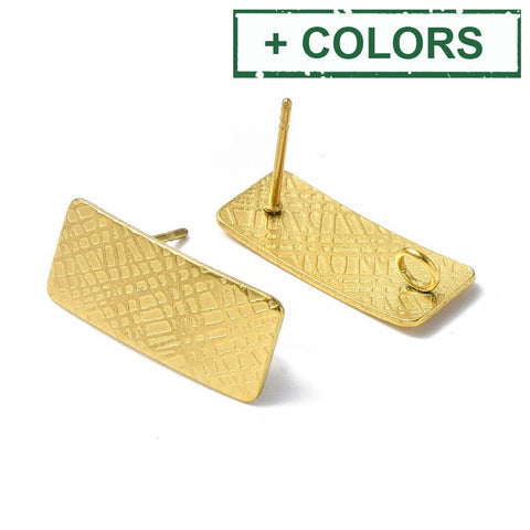 BeadsBalzar Beads & Crafts 304 Stainless Steel Stud Earring, Golden, 20x8mm (1 PAIR)