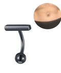 BeadsBalzar Beads & Crafts 304 Stainless Steel T-Shaped Curved Barbell, Piercing Navel Ring for Women, Electrophoresis Black, 18x12mm