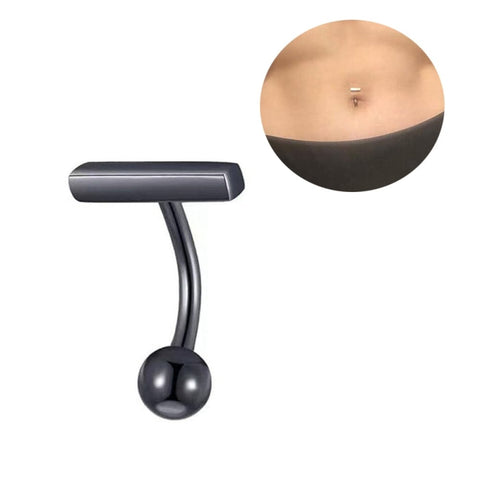 BeadsBalzar Beads & Crafts 304 Stainless Steel T-Shaped Curved Barbell, Piercing Navel Ring for Women, Electrophoresis Black, 18x12mm