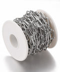 BeadsBalzar Beads & Crafts 5 METER ROLL (SC8913-5M-P) (SC8913-P-X) 304 Stainless Steel Paperclip Chains, Unwelded, Link: 17x7x1.5mm