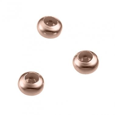 BeadsBalzar Beads & Crafts (925-B144-1RGP) SILVER 925 5MM SMOOTH SILICONE STOPPER BEADED SPACERS HOLE 2,7MM (3 PCS)