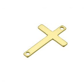 BeadsBalzar Beads & Crafts (925-C151-3GP) SILVER 925 15X10MM CROSS CHARM WITH 2 HOLES (1 pc)
