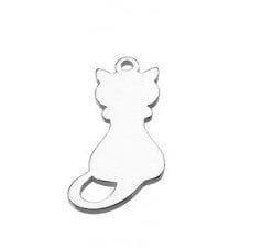 BeadsBalzar Beads & Crafts (925-C156-S) SILVER 925 15MM LASER CUT CAT CHARM (1 PC)
