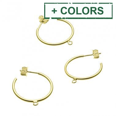 BeadsBalzar Beads & Crafts (925-E124-X) SILVER 925 20MM HOOP EARRING SUPPORTS WITH 1 RING TUBE 1,5MM (1 PAIR)