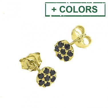 BeadsBalzar Beads & Crafts (925-E130-X) SILVER 925 6MM BUTTONED BLACK ZIRCONIUM EARRINGS WITH PIN (1 PAIR)