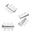 BeadsBalzar Beads & Crafts (925-G57-S) SILVER 925 19,3MM 3-RING MULTI-ROW CLASP FOR CORD (1 SET)