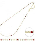 BeadsBalzar Beads & Crafts (925-N149-R-3GP) SILVER 925 NECKLACE CHAIN AND RED ENAMEL 38+5CM EXTENDER