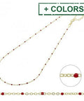 BeadsBalzar Beads & Crafts (925-N149-R-3GP) SILVER 925 NECKLACE CHAIN AND RED ENAMEL 38+5CM EXTENDER