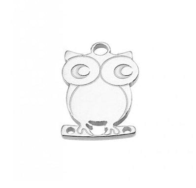 BeadsBalzar Beads & Crafts (925-O157-S) SILVER 925 10MM LASER CUT OWL CHARM (1 PC)