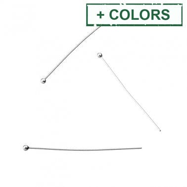 BeadsBalzar Beads & Crafts (925-P137-X) SILVER 925 3CM PINS 0,4MM WIRE 2MM HEAD (10 PCS)