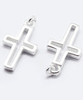 BeadsBalzar Beads & Crafts (925P-8483-S-2PC) 925 Sterling Silver Pendants, Cross, Carved with 925, 12.5mm (2 PCS)