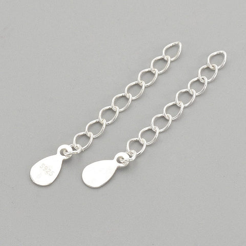 BeadsBalzar Beads & Crafts (925P-9097A) 925 Sterling Silver Twisted Extender Chains, 33mm (2 PCS)
