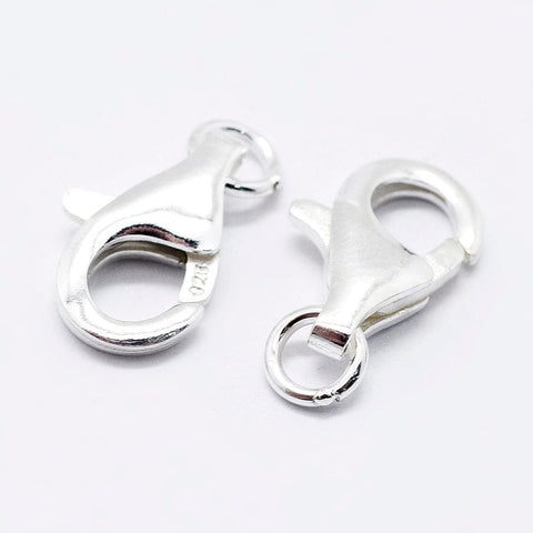 BeadsBalzar Beads & Crafts (925P-9112-RP) Rhodium Plated 925 Sterling Silver Lobster Claw Clasps, Platinum , clasp: 8x5x2.5mm (1 PC)