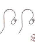 BeadsBalzar Beads & Crafts (925P-E9113-RP) Rhodium Plated 925 Sterling Silver Earring Hooks, Platinum 10x20mm (1 pair)