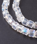 BeadsBalzar Beads & Crafts AB CLEAR (BE9023-01) (BE9023-X) Electroplate Glass Bead Strands, Faceted, Cube, 6mm (1 STR)