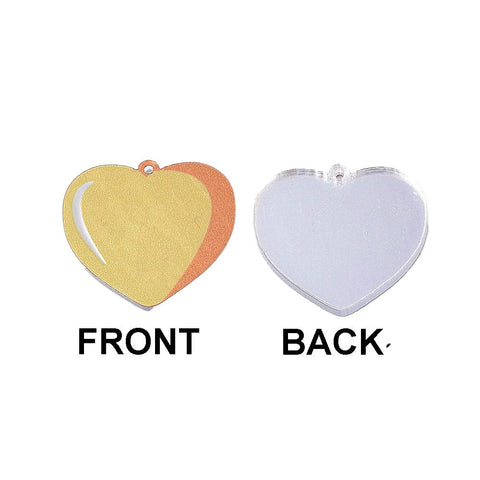 BeadsBalzar Beads & Crafts Acrylic Pendants, Film and Mirror Effect on the Back, Heart, Gold 20x22mm