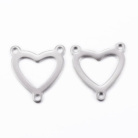 BeadsBalzar Beads & Crafts (AH8806-P) 304 Stainless Steel Chandelier Component Links,  Heart,16.5x15mm (4 PCS)