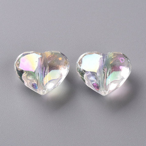 BeadsBalzar Beads & Crafts (AH8983-15) Transparent Acrylic Beads, AB Color Plated, Heart, Clear AB 16x19.5mm (5 PCS)