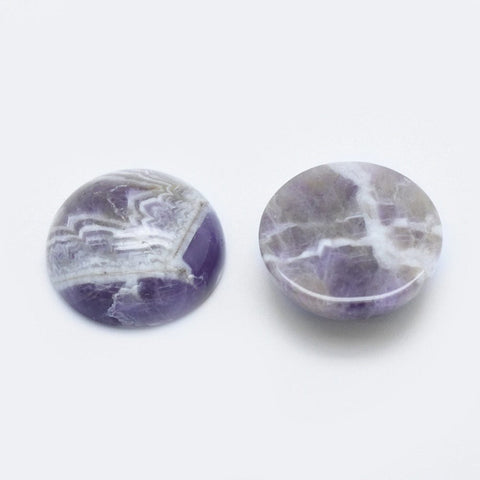 BeadsBalzar Beads & Crafts AMETHYST Natural Semi-Precious Cabochon Flatbacks, Half Round, 20mm