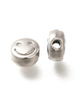 BeadsBalzar Beads & Crafts Anti-Tarnish 304 Stainless Steel Beads, Flat Round with Smiling Face, 5.5x3.5mm