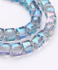 BeadsBalzar Beads & Crafts AQUAMARINE (BE9023-09) (BE9023-X) Electroplate Glass Bead Strands, Faceted, Cube, 6mm (1 STR)