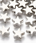 BeadsBalzar Beads & Crafts (AS862-05) Plating ABS Plastic Beads, Star, Platinum, 8x8.5x3.5mm (+/- 100 PCS)