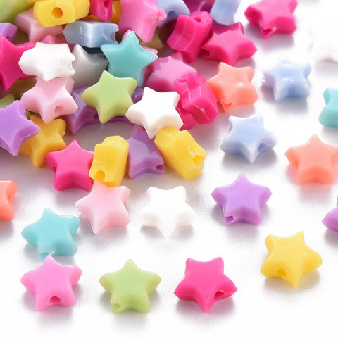 BeadsBalzar Beads & Crafts (AS8863-MIX) Opaque Acrylic Beads, Star, Mixed Color, 8x9x3.5mm (+/- 100 PCS)
