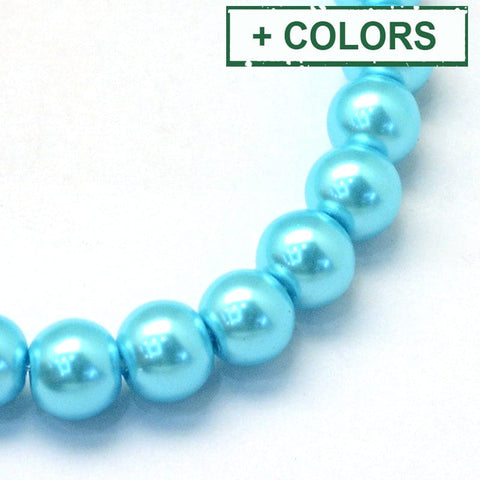 BeadsBalzar Beads & Crafts Baking Painted Pearlized Glass Pearl Round Bead Strands 8-9mm