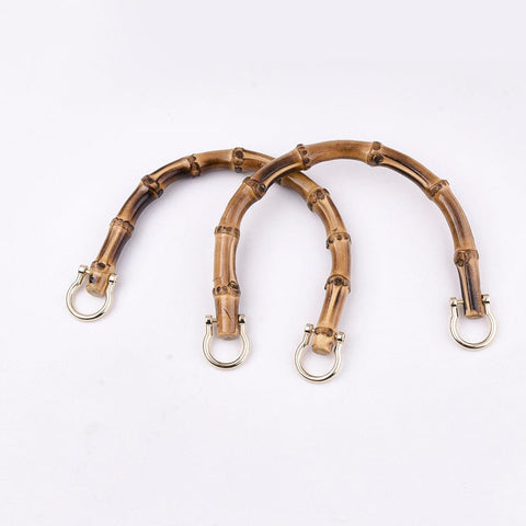 BeadsBalzar Beads & Crafts (BB8795G) Bamboo Bag Handles, with Alloy Clasps, for Bag Straps, Golden (2 PCS)