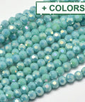 BeadsBalzar Beads & Crafts (BE8038-02) Faceted Round Full Rainbow Plated Electroplate Glass Beads 4mm (1 STR)
