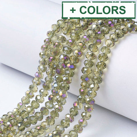 BeadsBalzar Beads & Crafts (BE8700-X) Electroplate Transparent Glass Beads Half Copper Plated, Faceted, Rondelle, 6x5mm (1 STR)