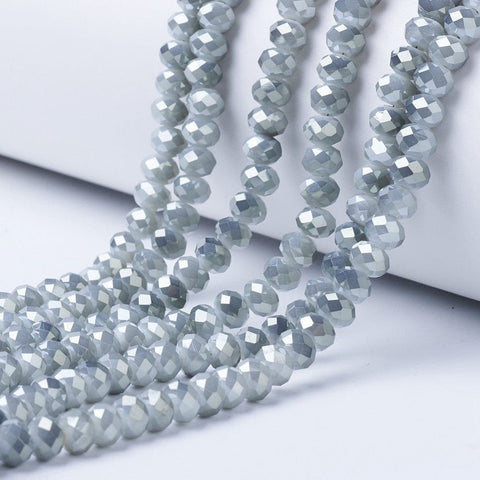 BeadsBalzar Beads & Crafts (BE8822-Y02) Electroplate Glass, Imitation Jade,  Faceted, Rondelle, 6x5mm (1 STR)