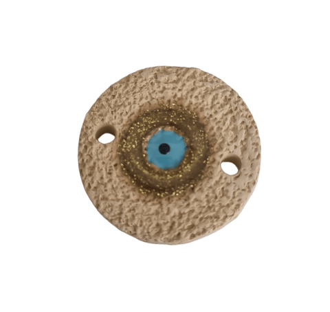 BeadsBalzar Beads & Crafts BEIGE/GOLD/BLU/BLACK (GE4542B-2PC) 2 pcs Enamel Ceramic Round 35mm hole 3mm (GE4542X-2PC)