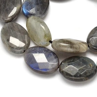 BeadsBalzar Beads & Crafts (BG8882-12) Flat Oval Natural Labradorite Bead Strands, Faceted, 10x8x4mm (1 STR)