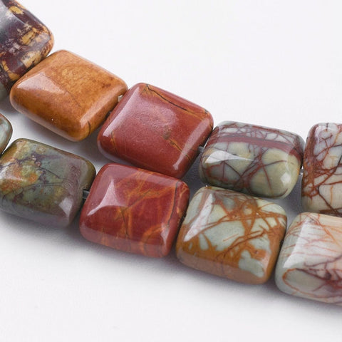 BeadsBalzar Beads & Crafts (BG8974-12) Natural Picasso Stone/Picasso Jasper Graduated, Square,12mm (1 STR)