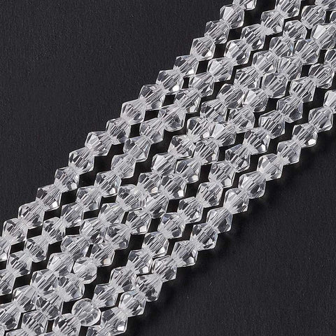 BeadsBalzar Beads & Crafts Bicone Glass Beads Strands, Clear 3MM