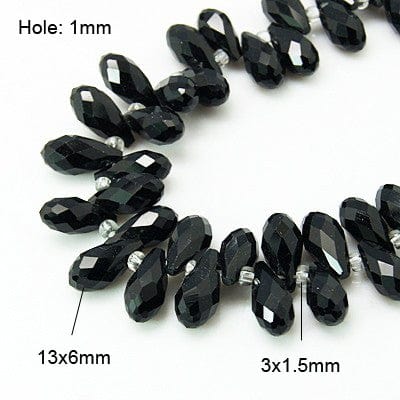 BeadsBalzar Beads & Crafts BLACK (BD9039-14) (BD9039-14) Crystal Glass Beads , Faceted, Teardrop, 6x13mm (1 STR)