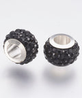 BeadsBalzar Beads & Crafts BLACK (EB9090-07) (EB9090-X) 304 Stainless Steel European Beads, Large Hole Beads, Rondelle, 11x7.5mm  (2 PCS)