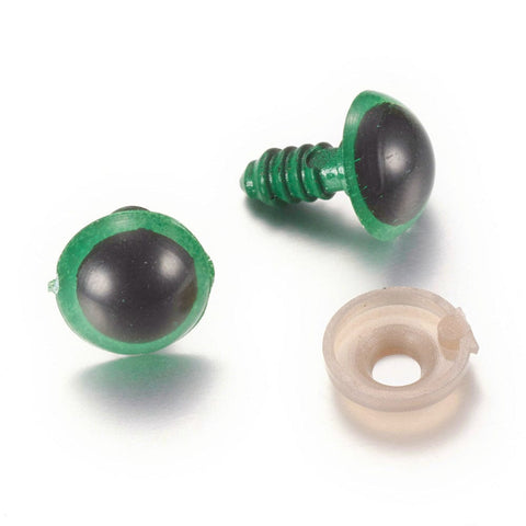 BeadsBalzar Beads & Crafts BLACK/GREEN Craft Plastic Doll Eyes Stuffed Toy Eyes, Safety Eyes