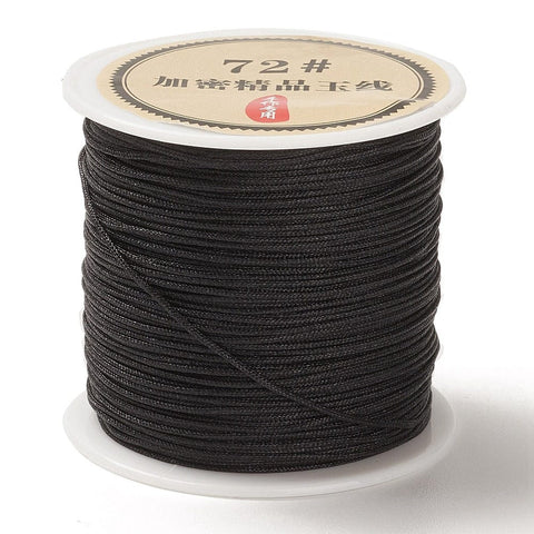 BeadsBalzar Beads & Crafts BLACK (NC9193-07) (NC9193-X) Nylon Chinese Knot Cord, 0.8mm (50 yards)