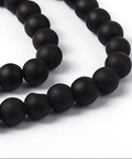 BeadsBalzar Beads & Crafts Black Transparent Glass Bead Strands, Frosted, Round, 8mm