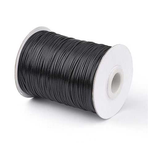 BeadsBalzar Beads & Crafts BLACK (WC5231B) (WC5231-X) Korean Waxed Polyester Cord, Yellow Size: about 1.0mm  (85 YARDS)