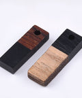 BeadsBalzar Beads & Crafts BLACK (WR87872-D (WR87872-X) Resin & Walnut Wood Pendants, Rectangle, 17x5.5x3~3.5mm (4 PCS)