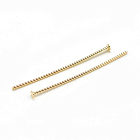BeadsBalzar Beads & Crafts Brass Flat Head Pins - Real 18K Gold Plated, Available in Multiple Sizes