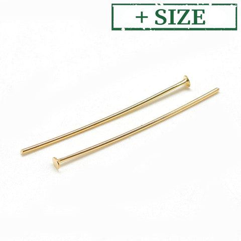 BeadsBalzar Beads & Crafts Brass Flat Head Pins - Real 18K Gold Plated, Available in Multiple Sizes