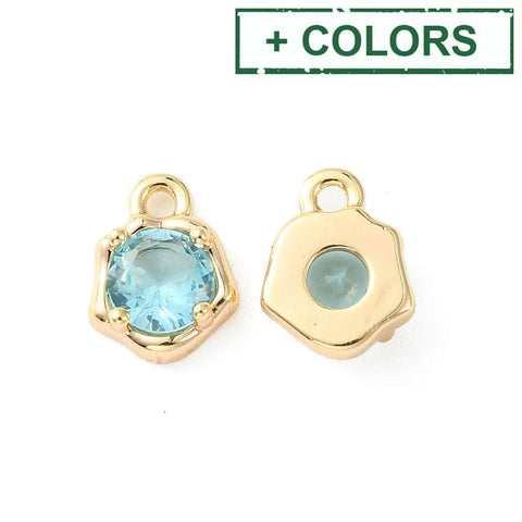BeadsBalzar Beads & Crafts Brass Micro Pave Cubic Zirconia Charms, Irregular Shape Charm, 9x7x3mm, Hole: 1.4mm