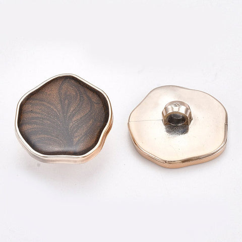 BeadsBalzar Beads & Crafts CAMEL CCB Plastic Shank Buttons, with Enamel, Rose Gold, Floral White