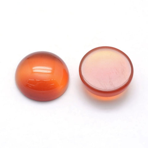 BeadsBalzar Beads & Crafts CARNELIAN Natural Cabochons Flatbacks, Half Round, 12mm